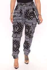 Roadtripper Printed Denim Joggers - Black Ins Street